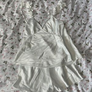 Luxurious White Satin Pajama Set